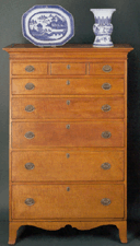 Pennsylvania Hepplewhite tiger maple chest of drawers 15950