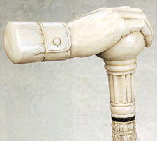 Whale ivory hand and ball cane 19040