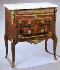 Transitional Louis XVXVI gilt bronze mounted petit commode 165000