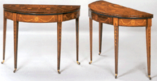 Hepplewhite mahogany demilune card tables 25000