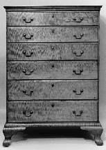 Sixdrawer Chippendale curly maple chest 10450