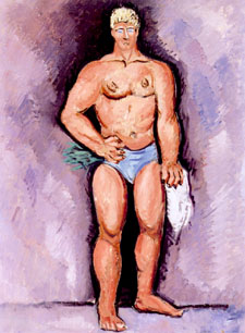 Finnish Yankee Wrestler by Marsden Hartley oil on academy board 24 by 18 inches 183200