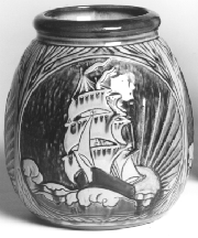 Rare Weller incised boat vase 4400