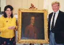Acorns owner Danielle Carter and Dr William Godfrey flank the only extant portrait of General Bradstreet