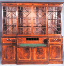 Inlaid mahogany Chippendale breakfront with butlers desk 17250