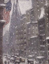 Guy Wiggins oil of New York in the snow 23100