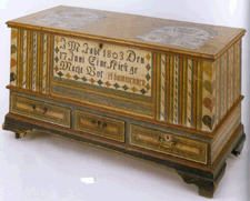 The paint on this Pennsylvania dower chest 1803 drew all the raves