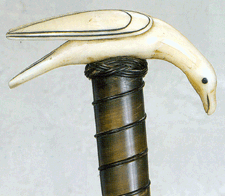 Whale ivory seagull cane with baleen shaft 12320
