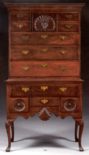Cox Family Queen Anne flattop high chest of drawers 119500