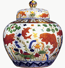 Wucai fish jar and cover 5657640