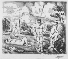 Paul Cezannes Les baigneurs Grande Planche a color lithograph on cream laid paper circa 1897 fetched 43700