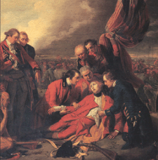 Detail of Benjamin Wests The Death of General Wolfe which sold for 286 million at Phillips