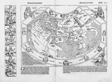 Hartmann Schedels Secunda etas Mundi doublepage wood engraved world map 13800