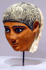 Head Coptic Second to Fifth Century AD Clay glass and paint