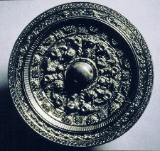 Mirror with Deities and Animals Surrounding by Rings of Squares and Semicircles Eastern Han Dynasty 25220 Diameter 15 cm