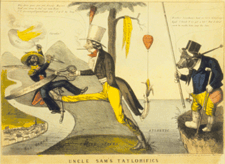 Uncle Sams Taylorifics Edward Williams Clay 1846 Lithograph with hand coloring from the collection of The NewYork Historical Society