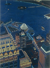 Mixed Heights and Harbor from the World Trade Center II 1998 Oil on canvas from a private collection