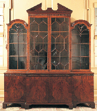 Library bookcase 176575 The design of this rare Charleston piece altered over time comes directly from Chippendales Director Mahogany and mahogany veneer with mahogany and cypress MESDA
