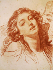 Head of a Woman JeanBaptiste Greuze circa 1765 Red chalk on cream paper Private collection