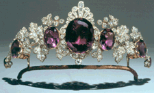 Amethyst and diamond tiara in the form of vine leaves circa 1870 In the law of precious stones the amethyst stands for devotion Courtesy the Marquess of Tavistock and the Trustees of the Bedford Estates