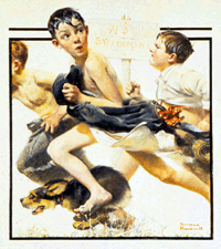 No Swimming 1921 Saturday Evening Post cover oil on canvas From the collection of the Norman Rockwell Museum