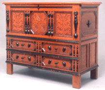 Chest with two drawers shop tradition of Peter Blin 16401725 circa 1685 Oak pine and maple Wadsworth Atheneum Museum of Art Wallace Nutting Collection gift of J Pierpont Morgan Jr 1926