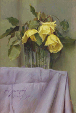 Yellow Roses Frank Vincent Dumond 1890 Oil on wood panel courtesy of N Robert Cestone Rowayton Conn