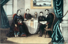 Lincoln at Home handcolored lithograph EB amp EC Kellogg Hartford and FP Whiting NY circa 186165