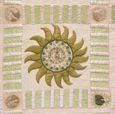 Detail from the Lafayette quilt 1829 by Susannah Buckingham This center medallion replicates a badge with an image of Lafayette that was worn by Susannahs husband for an unspecified commemorative celebration