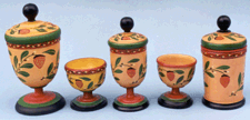 Cups and saffron boxes or cups made by John R Dierwechter 19101996 Collection of Esther Grace and Naomi Dierwechter