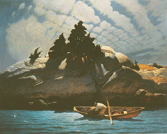 Black Spruce Ledge 1941 Tempera and oil on Renaissance panel from the collection of Linda Bean Folkers