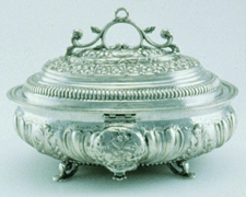 Silver sugar box by Edward Winslow circa 1702 Boston