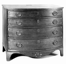 Chest of drawers featuring the signature of William Lloyd Springfield 1802 The berrylike birch inlay on the skirt of this cherry and white pine chest is an unusual pattern