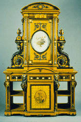 Reception room cabinet Gustave Herter New York City circa 1860 Birds eye maple rosewood ebony and marquetry From the collection of the Victoria Society of Maine MorseLibby Mansion Portland Me