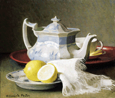 Still Life with Teapot and Lemons Elizabeth Vaughn Okie Paxton oil