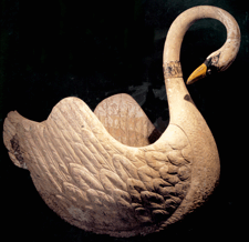 Carousel swan by unidentified maker found in New England circa late Nineteenth to early Twentieth Century Wood with metal with polychrome