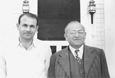 A 1949 photograph of Zeke and his father Nathan which was taken for use in Connecticut Circle magazine At the time Zeke born in 1916 was 33 years old and his father born in 1890 was 59