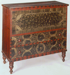 Twodrawer blanket chest Massachusetts 182535 Painted wood This chest is one of a group with similar decoration originally identified by Jean Lipman