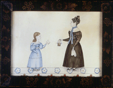 Mother and Daughter of the Chase Family attributed to J Evans Deerfield NH circa 1831 Watercolor ink and pencil on paper