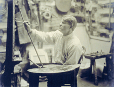 Vintage 1910 photograph of Charles Russell painting from the collection of the Colorado Springs Fine Art Center