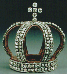 Nuptial crown worn by Empress Alexandra in her wedding to Tsar Nicholas II St Petersburg 1884 Silver diamonds velvet