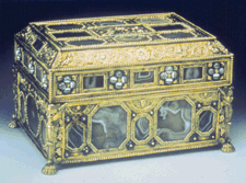 Late Eighteenth Century Italian silver gilt casket paneled with agates jaspers and bloodstones