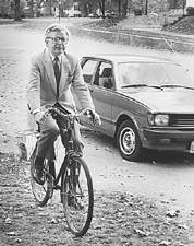 Donald Friary is often seen on a bicycle making his rounds of the Village of Deerfield Photo circa 1990