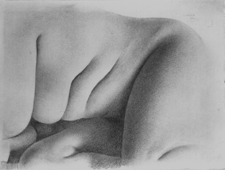 Sheelers nude photographs were posed to offer interesting folds of skin that he abstracted This graphite drawing Nude was very similar to the original photograph with the exception of a dark background removed from the upper right corner
