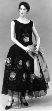 Jeanne LanvinParis Hiver evening dress black silk with pink rose appliques circa 1925