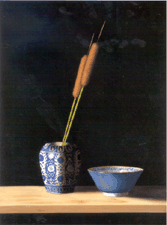 Blue Vessel and Bowl 2001 Oil on board