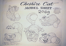 Cheshire Cat production model sheet from Alice in Wonderland 1951 Walt Disney Studios