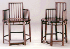 Pair of hexagonal officials hat armchairs Eighteenth Century Walnut