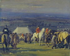 The Belvoir PointtoPoint Meeting on Barrowby Hill Painted at Woolsthorpe Sir Alfred James Munnings 1920 Oil on canvas