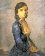 Lady in Blue oil on canvas from a private collection